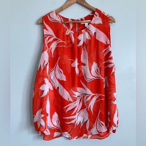 CRISTINA B Red Orange Floral Tank Blouse Size 2X